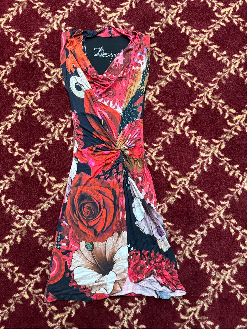 Desigual Red & Pink Floral Twist-Waist Women's Dress
